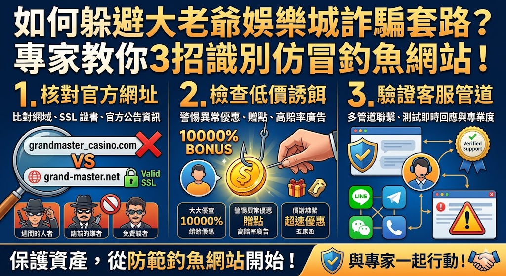 如何躲避大老爺娛樂城詐騙套路？專家教你3招識別仿冒釣魚網站！